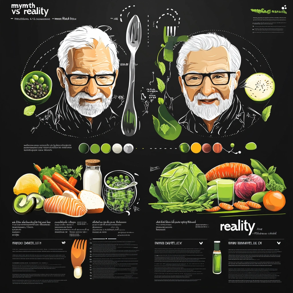 Інфографіка, що розвінчує поширені міфи про харчування для людей старшого віку